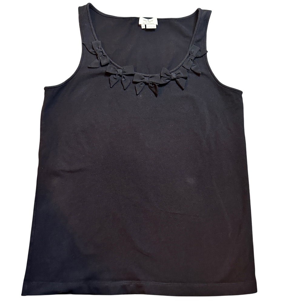 Kate Spade New York Black Sleeveless Bow Neckline Tank Top Womens Large